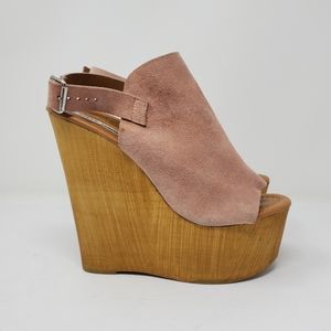 Steve Madden pink genuine suede and wooden wedge heels Size 7